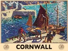 Cornwall Railway Poster (Fishermen) Metal Wall Sign (3 sizes)