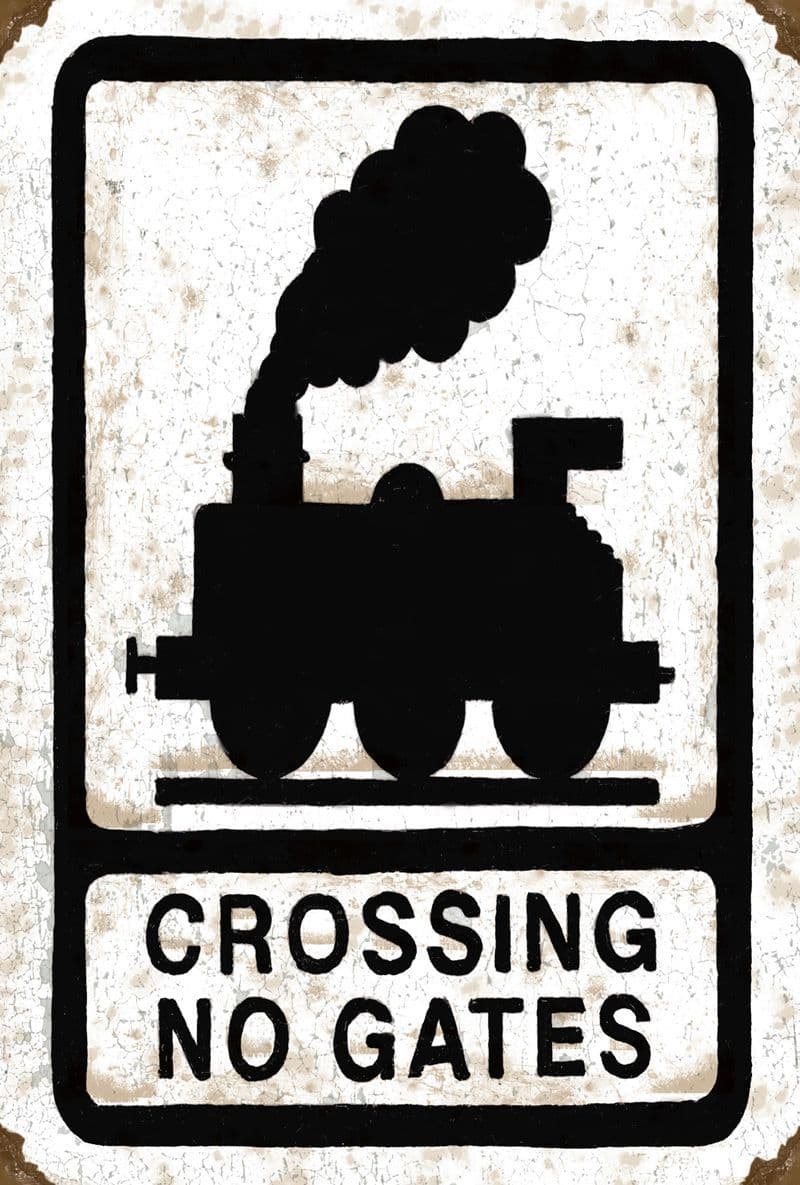 Crossing 'No Gates' Train Sign Metal Wall Sign | Railway wall art | Gifts for him