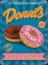 Donuts Retro Diner Metal Wall Sign (4 sizes)