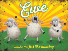 Ewe Sheep Dancing Metal Wall Sign (4 sizes)