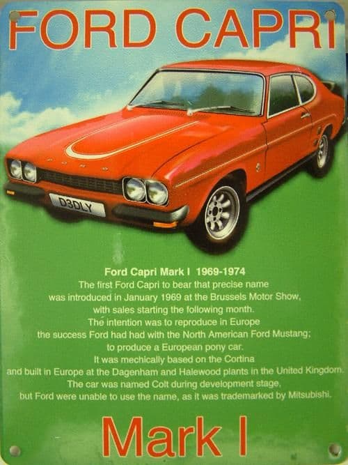 Ford Capri MK1 Metal Wall Sign | Vintage Classic Car Art | Retro Gift Idea