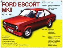 Ford Escort MkII Metal Wall Sign (4 sizes)