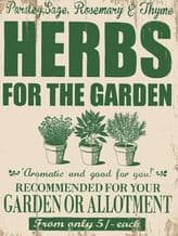 Garden Herbs Metal Wall Sign (4 sizes)