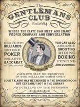 Gentleman's Club Metal Wall Sign (4 sizes)