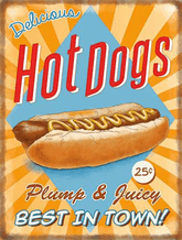 Hot Dogs Retro Diner Metal Wall Sign (4 sizes)