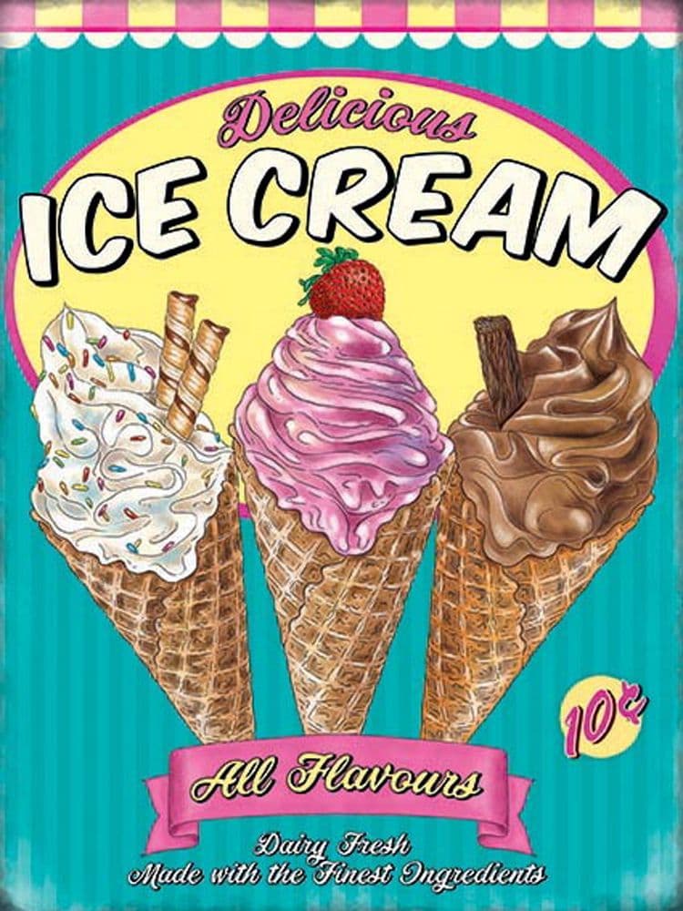Ice Cream Retro Diner Sign | Metal Wall Signs | Kitchen Wall Art