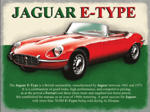 Jaguar E Type Metal Wall Sign (4 sizes)