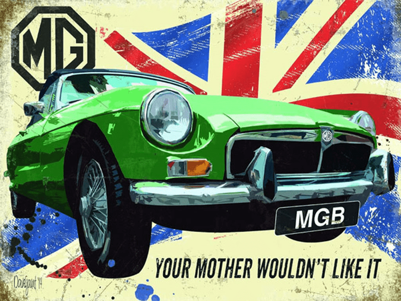 MGB Sports Car Metal Wall Sign | Classic Car art | Gifts for him