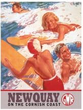 Newquay Railway Poster Metal Wall Sign (3 sizes)