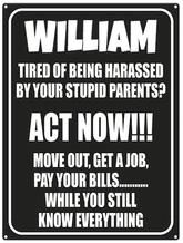 Personalised Act Now Metal Wall Sign (3 sizes)