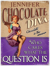 Personalised Chocolate Diva Metal Wall Sign (3 sizes)