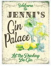 Personalised Gin Palace Metal Wall Sign (3 sizes)