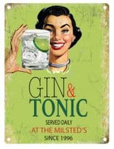 Personalised Gin Served Daily Metal Wall Sign (3 sizes)