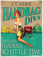 Personalised Handbag Diva Metal Wall Sign (3 sizes)