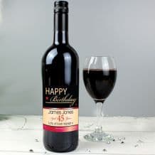 Personalised Red Wine - Birthday Label