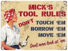 Personalised Tool Rules Metal Wall Sign (3 sizes)