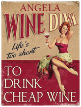 Personalised Wine Diva Metal Wall Sign (3 sizes)