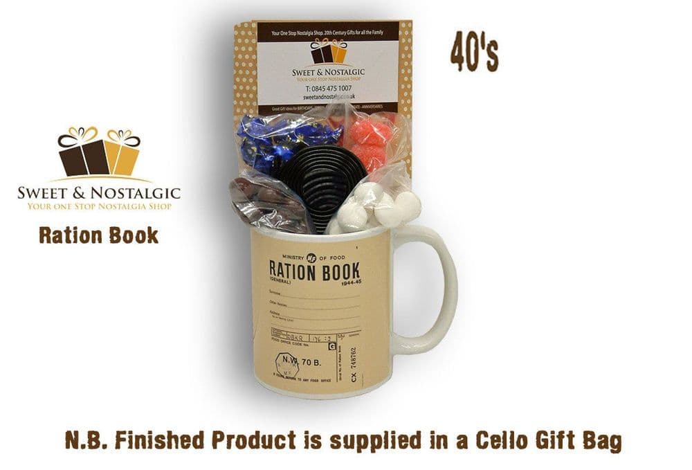 Ration Book Mug with 40s Sweets | WWII Gifts | 80th Birthday
