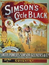 Simson's Cycle Black Metal Wall Sign (4 sizes)