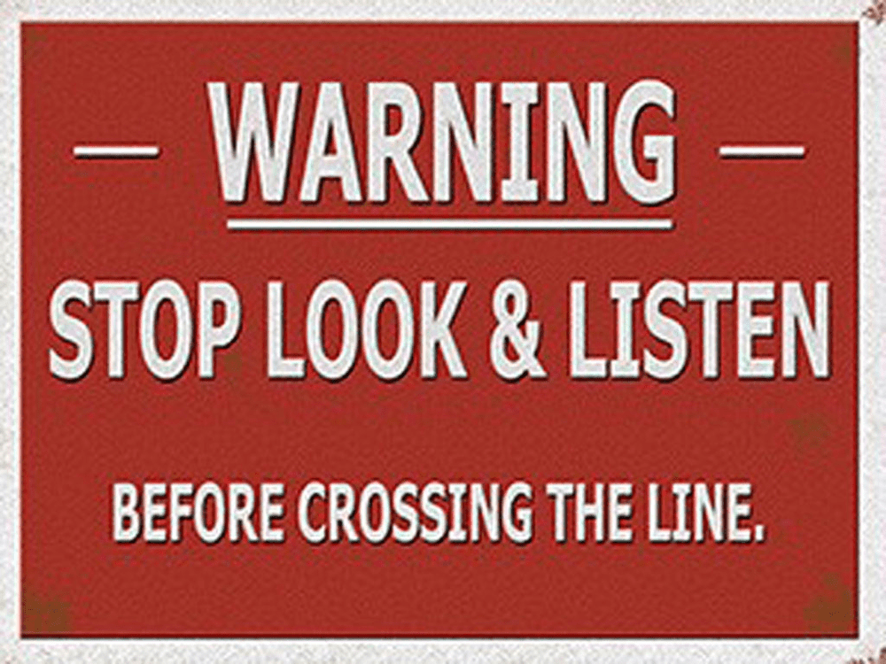 Stop, Look and Listen Train Sign Metal Wall Sign | Vintage Transport Signs