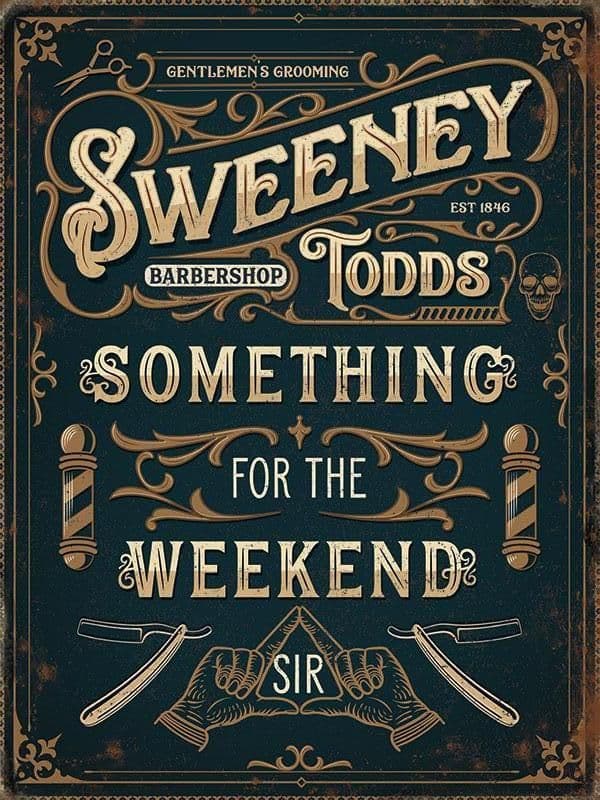 Sweeney Todd Metal Wall Sign | Barber Shop wall art | Unique Gifts for Men