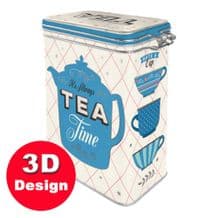 Tea Caddie - Hinged Embossed Storage Tin