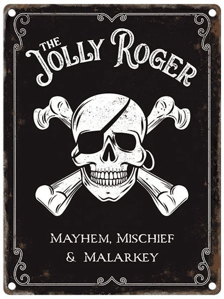 Jolly Rocker Sign The Jolly Roger Pub Sign | Metal Home Bar Signs | Vintage Pub Sign