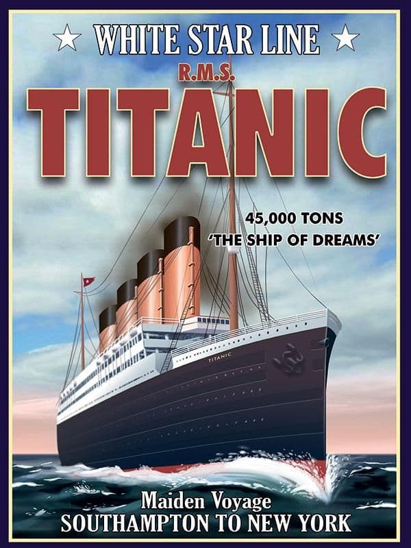 Titanic Railing Sign Titanic White Star Liner Metal Wall Sign | Vintage advertising Sign ...