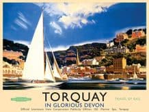 Torquay Railway Poster (Landscape) Metal Wall Sign (3 sizes)