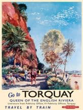 Torquay Railway Poster (Portrait) Metal Wall Sign (4 sizes)