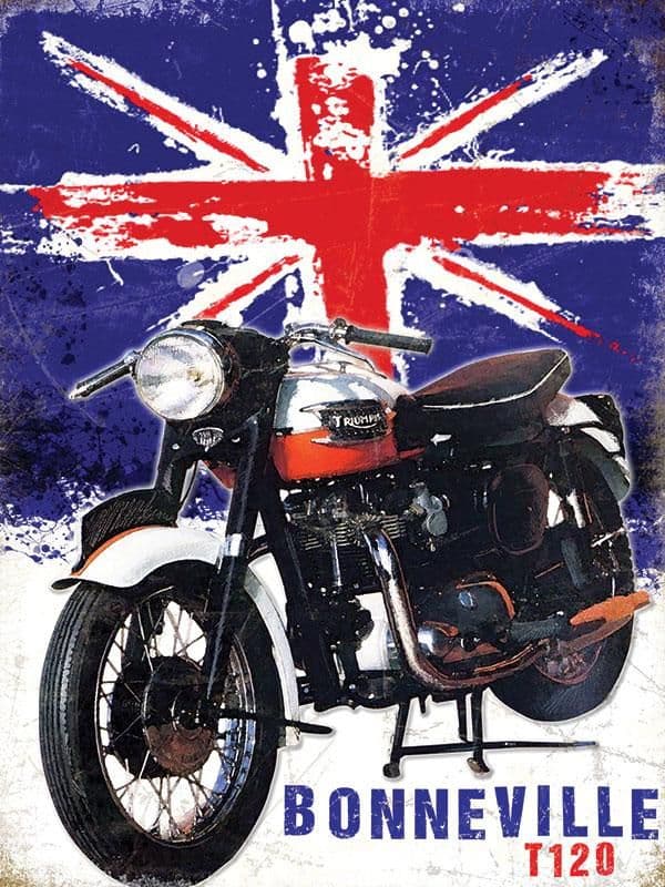 Triumph Bonneville T120 Wall Sign | Classic Motorcycle Art | Gifts for him