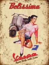 Vespa Belissima - Metal Wall Sign (3 sizes)