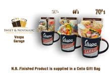 Vespa Garage Mug with/without a selection of 1950's, 60's or 1970's Retro Sweets
