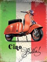 Vespa Scooter Flag Metal Wall Sign (4 sizes)