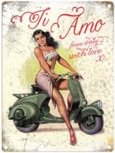 Vespa Ti Amo - Metal Wall Sign (3 sizes)