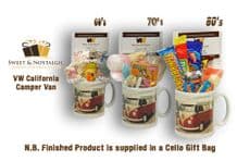 VW California Camper Van Mug with/without a selection of 1960's, 70's or 1980's Retro Sweets.