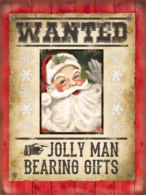 Wanted Santa Wall Sign | Christmas Decorations | Father Christmas Art
