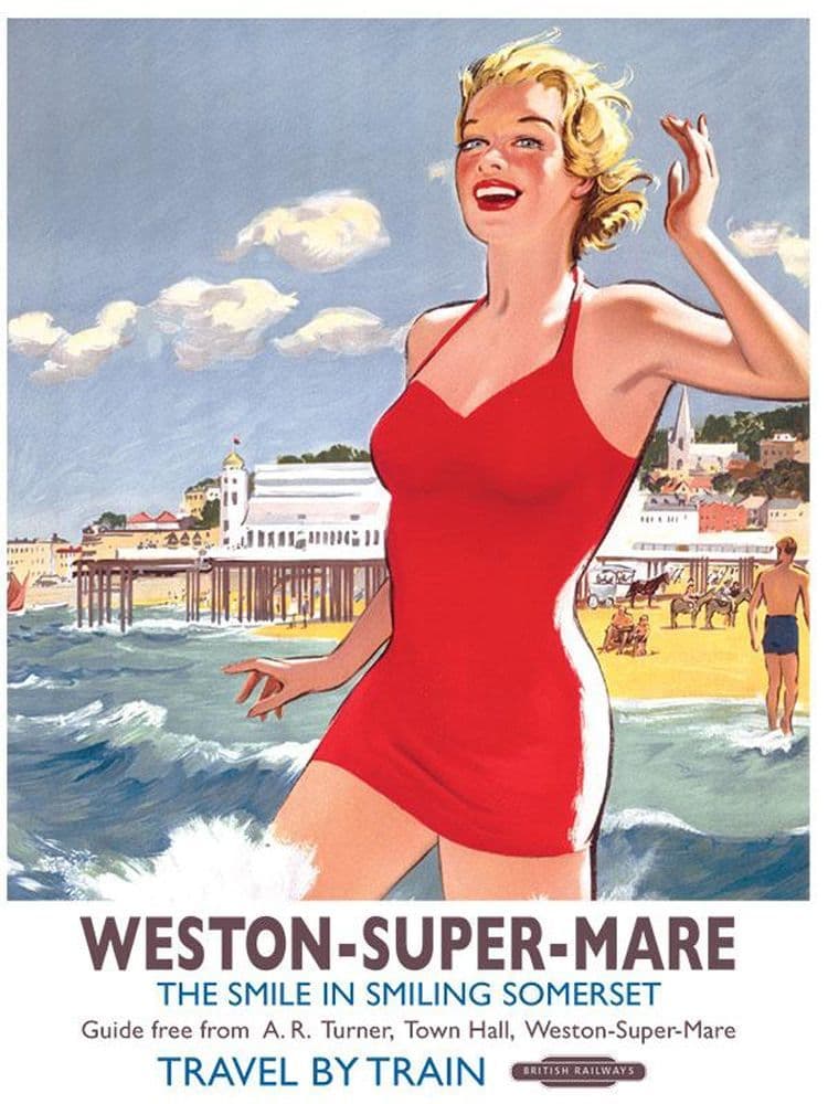 Weston Railway Poster Metal Wall Sign | Metal Wall Art | Transport Signs