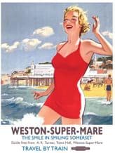 Weston Super Mare Railway Poster Metal Wall Sign (4 sizes)