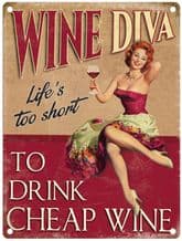 Wine Diva Metal Wall Sign (4 sizes)