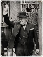 Winston Churchill - Victory - Metal Wall Sign (4 Sizes)