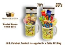 Wonder Woman Comic Mug with/without a lush selection of 70's or 80's retro sweets