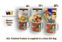 Wonder Woman Mug with/without a lush selection of 60's, 70's or 80's retro sweets
