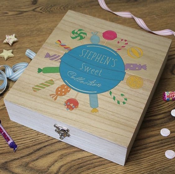Wooden Retro Sweet Box Unique Gift Ideas Personalised gifts