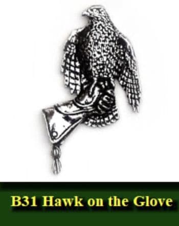 Hawk on the Glove Pewter pin badge