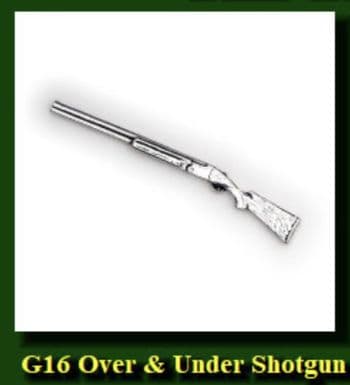 Over and under shotgun pewter pin badge