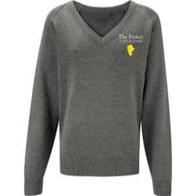 Standard Fit Cotton V-Neck Jumper-Grey