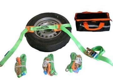 COMPLETE 4 WHEEL VEHICLE RECOVERY STRAP SET WITH A BAG