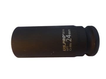 US PRO 1/2 INCH DRIVE DEEP 24MM SOCKET (3516)