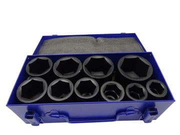 US PRO 10 PIECE 3/4" DRIVE METRIC DEEP IMPACT SOCKETS IN METAL CASE